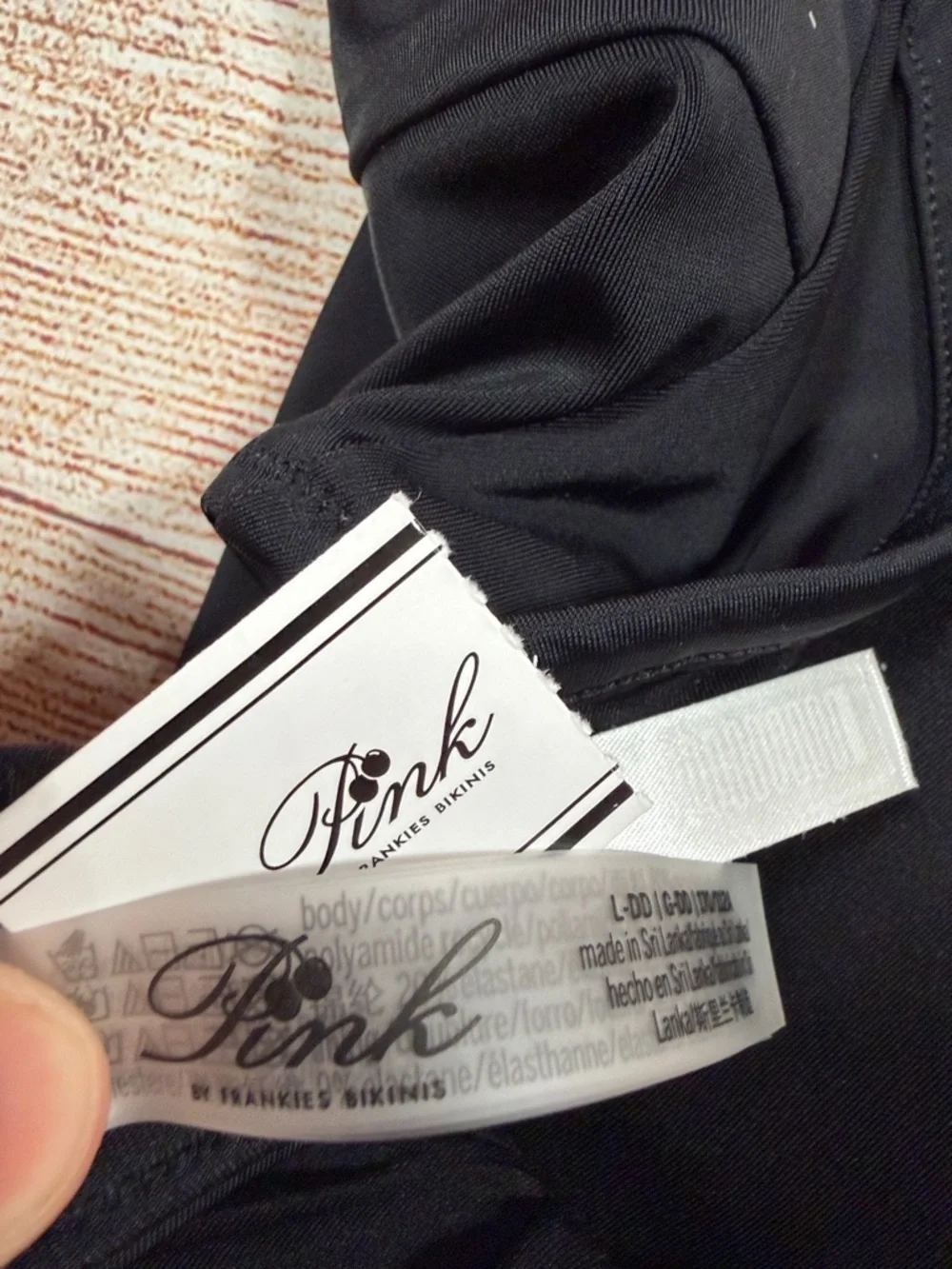 NWT Frankie's Bikinis by PINK Black Sporty Bandeau Halter‎ Swim Top
